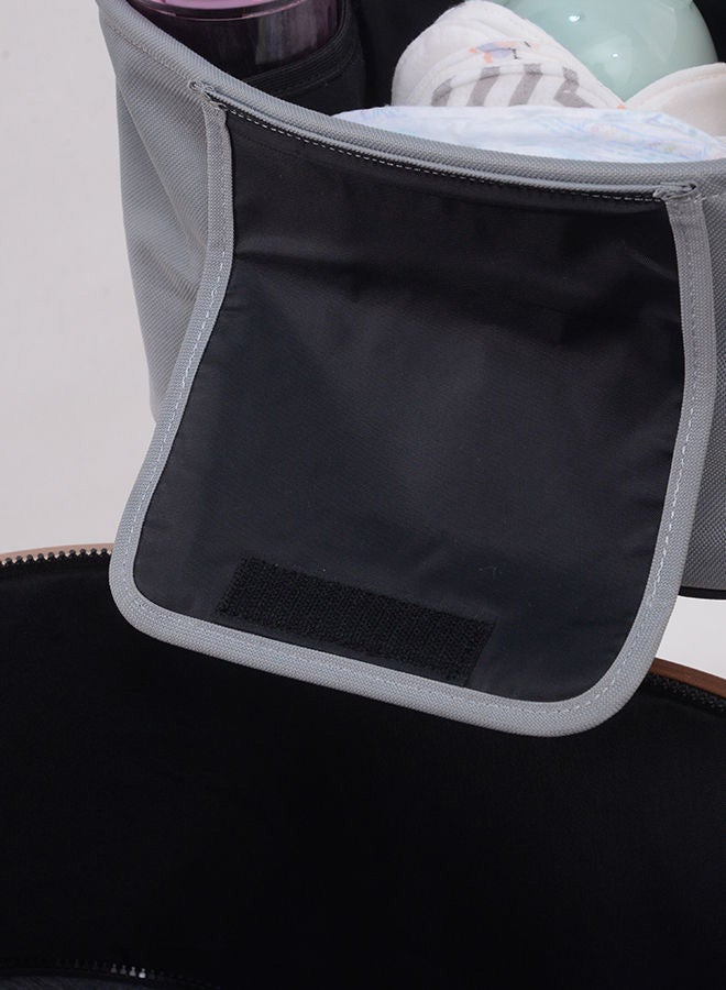 Bebi - PU Embroidery Print Stroller Organizer Bag Grey - Image 1