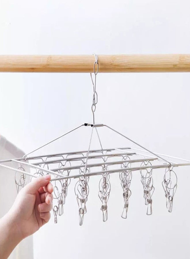 fashionhome Stainless Steel Square Shaped Clothes Hanger Silver 38cm - Image 1