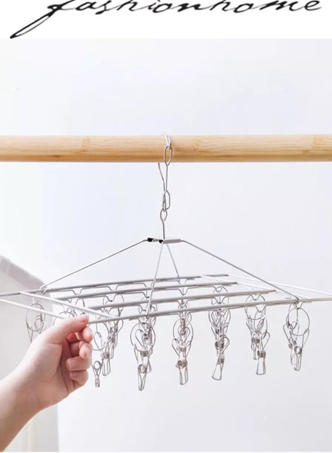 fashionhome Stainless Steel Square Shaped Clothes Hanger Silver 38cm - Image 2