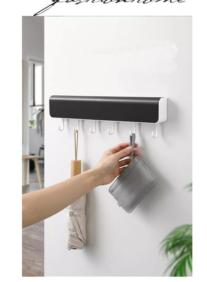 fashionhome Wall Mounted Adhesive Multi Purpose Hook Black 40x3.5x7cm  - Image 2