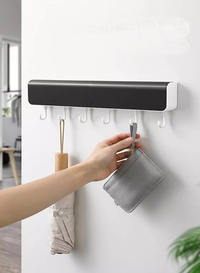 fashionhome Wall Mounted Adhesive Multi Purpose Hook Black 40x3.5x7cm  - Image 1
