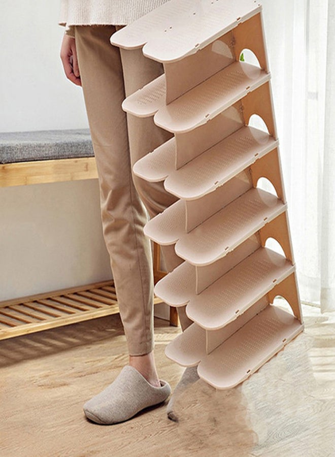 fashionhome Multi Steps Adjustable Plastic Shoe Organizer Rack Beige 26.3x24x66cm  - Image 1
