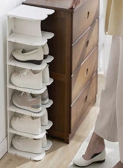 Multi Steps Adjustable Plastic Shoe Organizer Rack White 13.2x24x26.3cm