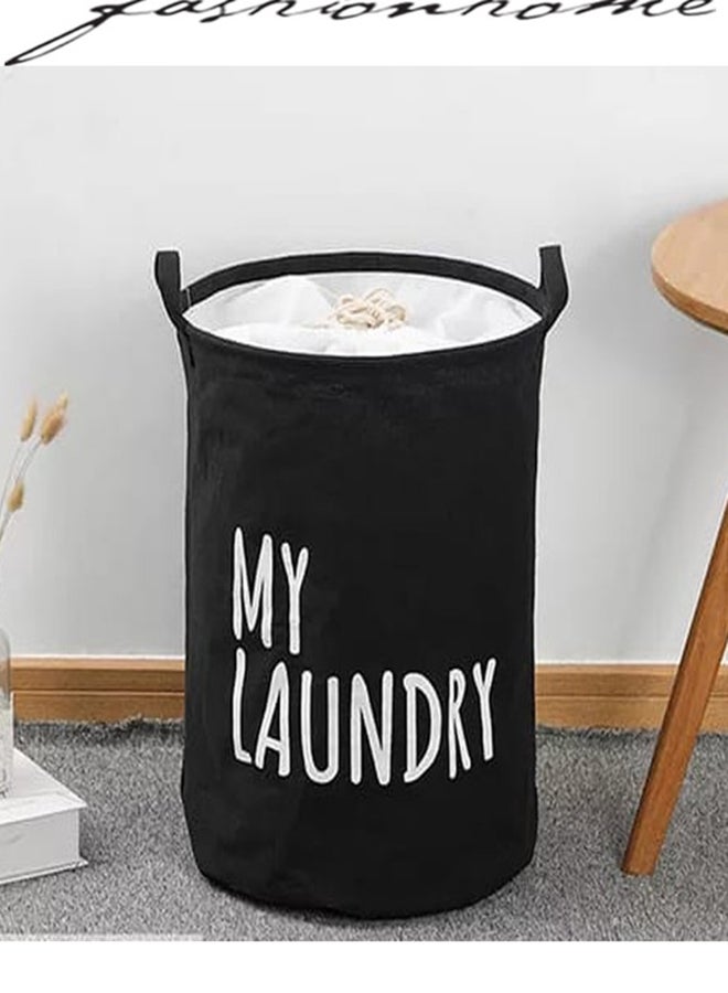 fashionhome My Printed Laundry Hampers Bag Black 15.7x19.7inch  - Image 2