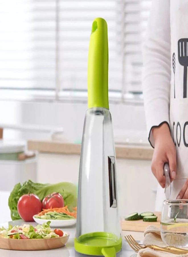 fashionhome - Vegetable Peeler With Container Storage Box Green 20x3cm - Image 1