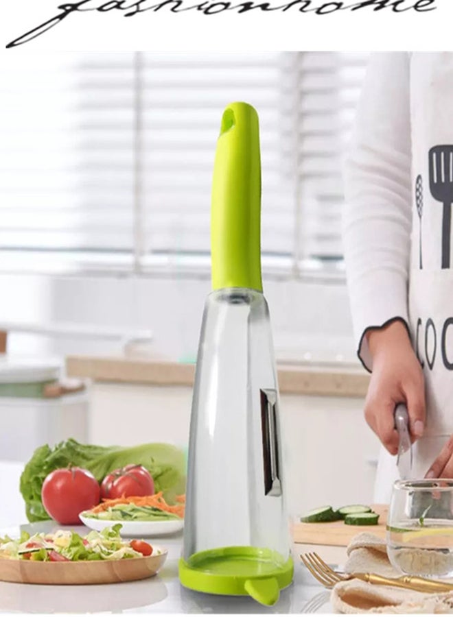 fashionhome - Vegetable Peeler With Container Storage Box Green 20x3cm - Image 1