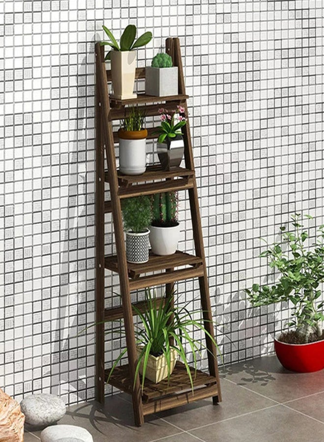 fashionhome Multi-Layer Wooden Shelf Brown 42x112x32.5cm  - Image 1