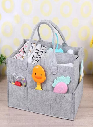 Multi-Purpose Removable Handle For Classic Look Luxury Portable Nursery Diaper Storage Bin With Compartment Grey 12.99x9.05x7.28cm - v1658990735/N47145298A_1