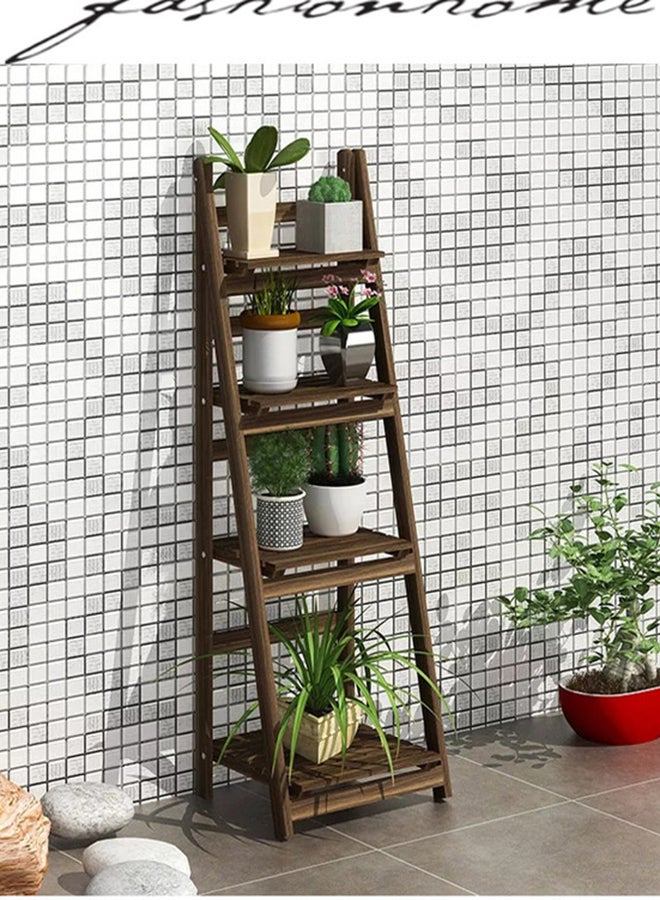 fashionhome Multi-Layer Wooden Shelf Brown 42x112x32.5cm  - Image 2