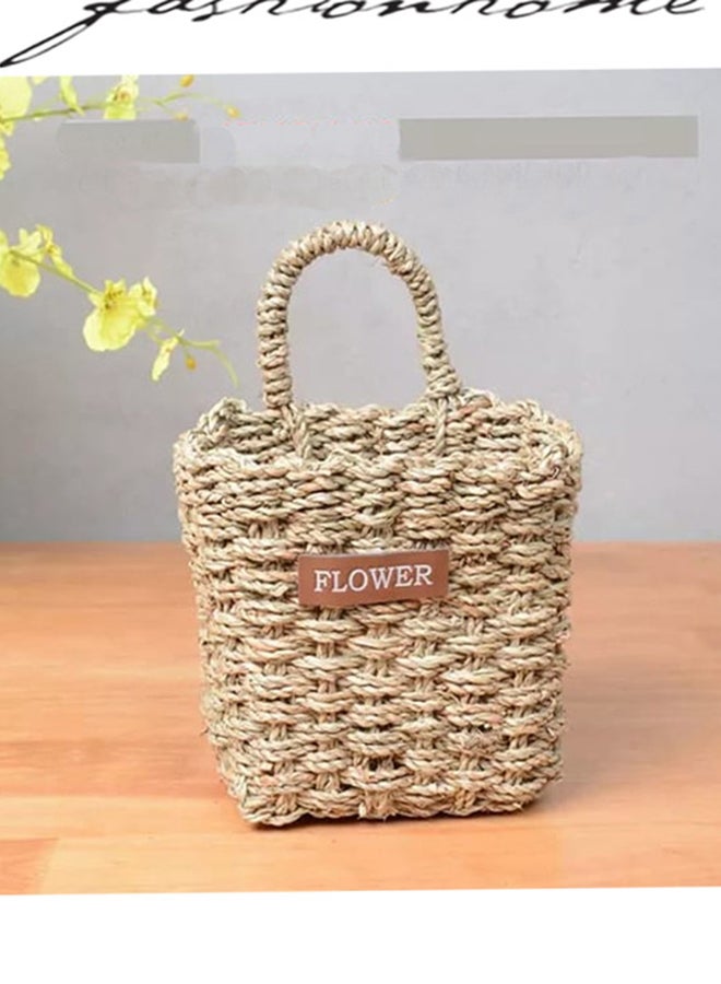 فاشون هوم مزهرية خشبية على شكل سلة زهور بني 12x13x14سم - Image 2