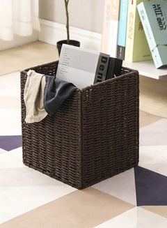 fashionhome Foldable Wooden Square Samantha Utility Laundry Basket Brown 30x30x30cm  - Image 1