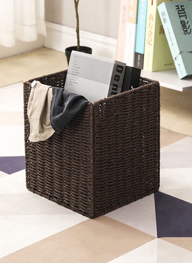fashionhome Foldable Wooden Square Samantha Utility Laundry Basket Brown 30x30x30cm  - Image 1