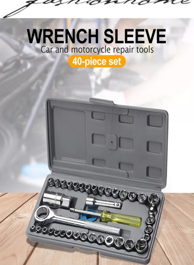 fashionhome 40-Piece Socket Wrench Set Silver/Yellow/Blue  - Image 2