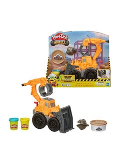 Wheels Front Loader Toy Truck For Kids With Non-Toxic Play-Doh Sand Compound And Classic Play-Doh Compound In 2 Colors, Ages 3 And Up 10.7x33x38.1cm