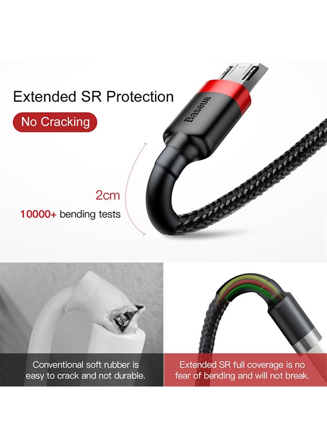 Baseus Cafule Micro USB Cable Nylon Braided Fast Quick Charger Cable USB to Micro USB 2.4A Android Charging Cord compatible for Galaxy S7 S6, Note, LG, Nexus, Nokia, PS4 1M Black/Red  - Image 3