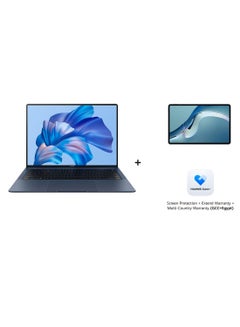 MateBook X Pro Premium Edition With 14.2-Inch Display, Core i7-1260P Processor / 16GB RAM / 1TB SSD / Windows 11 Home + MatePad Pro 12.6 Tablet + Service Card / English/Arabic Ink Blue