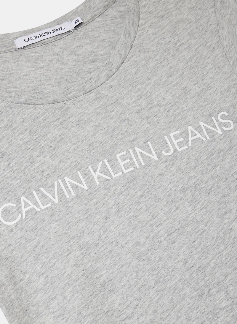 كالفن كلاين CORE INSTIT LOGO SLIM FIT TEE Light Grey Heather