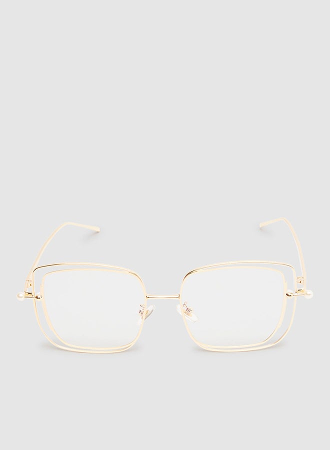 Women's Sunglass With Durable Frame Lens Color Clear Frame Color Gold - Image 1