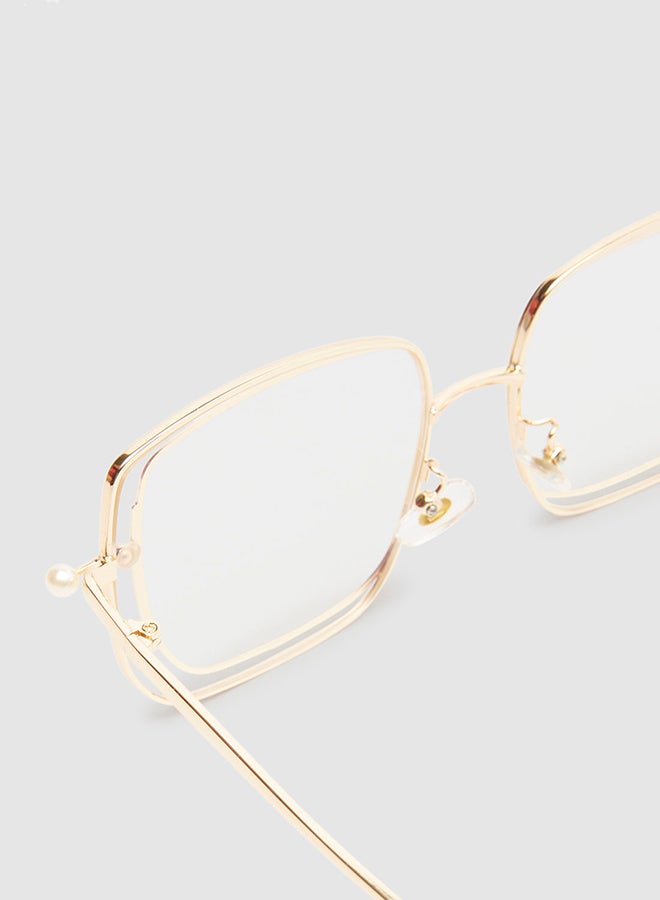 Women's Sunglass With Durable Frame Lens Color Clear Frame Color Gold - Image 2