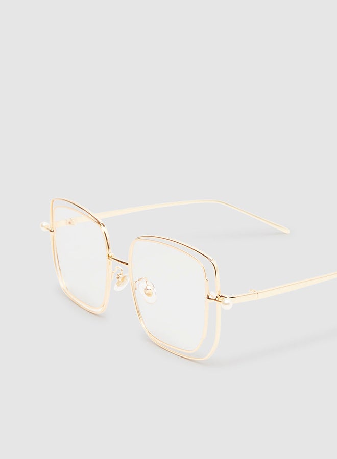 Women's Sunglass With Durable Frame Lens Color Clear Frame Color Gold - Image 3