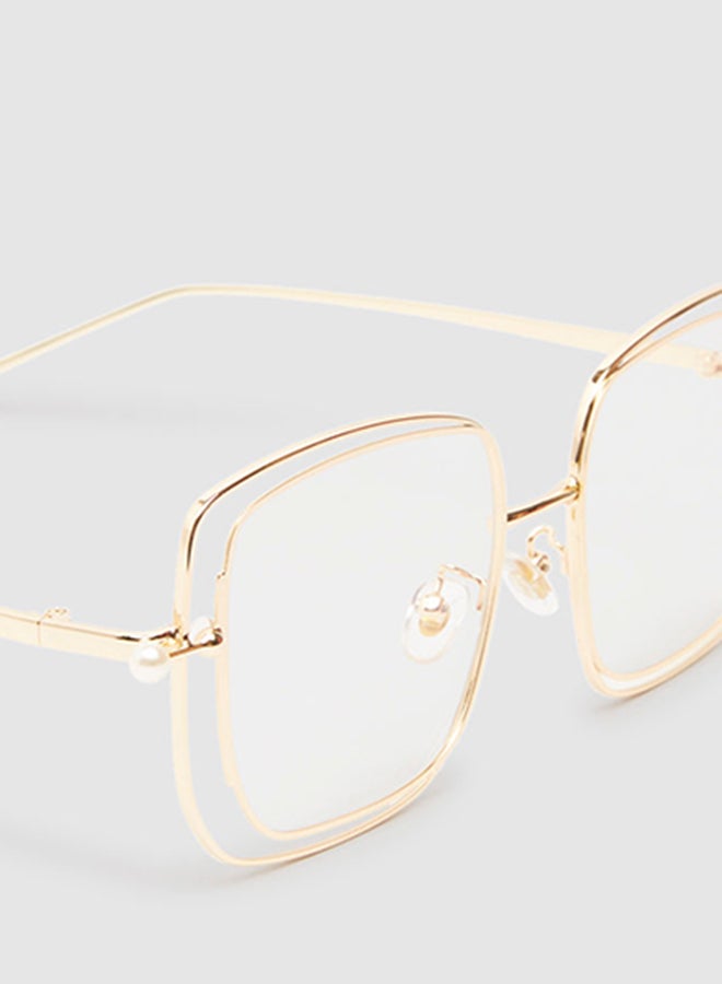 Women's Sunglass With Durable Frame Lens Color Clear Frame Color Gold - Image 5