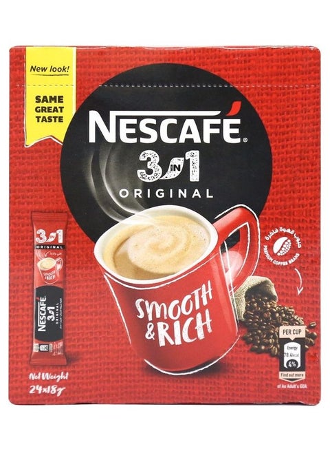 3 In 1 Original Instant Coffee 24 Sachets 18grams Pack of 1