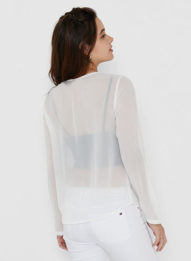 Emoi by Emonite - Solid Design Long Sleeves Blouse Marshmallow - Image 1