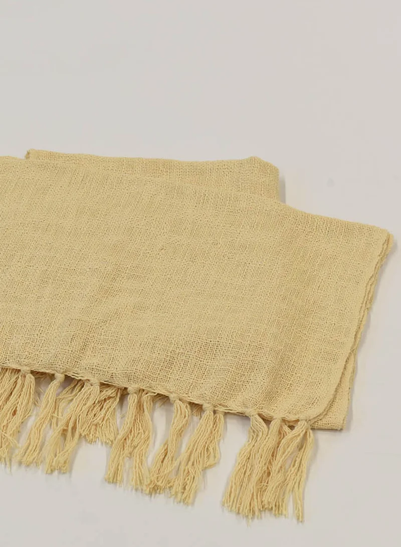 Noon East Lightweight Summer Blanket Queen Size 200 GSM Woven Texture All Season Blanket Bed And Sofa Throw Beige 150 x 200cm