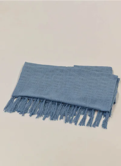 Noon East Lightweight Summer Blanket Queen Size 200 GSM Woven Texture All Season Blanket Bed And Sofa Throw Blue 150 x 200cm