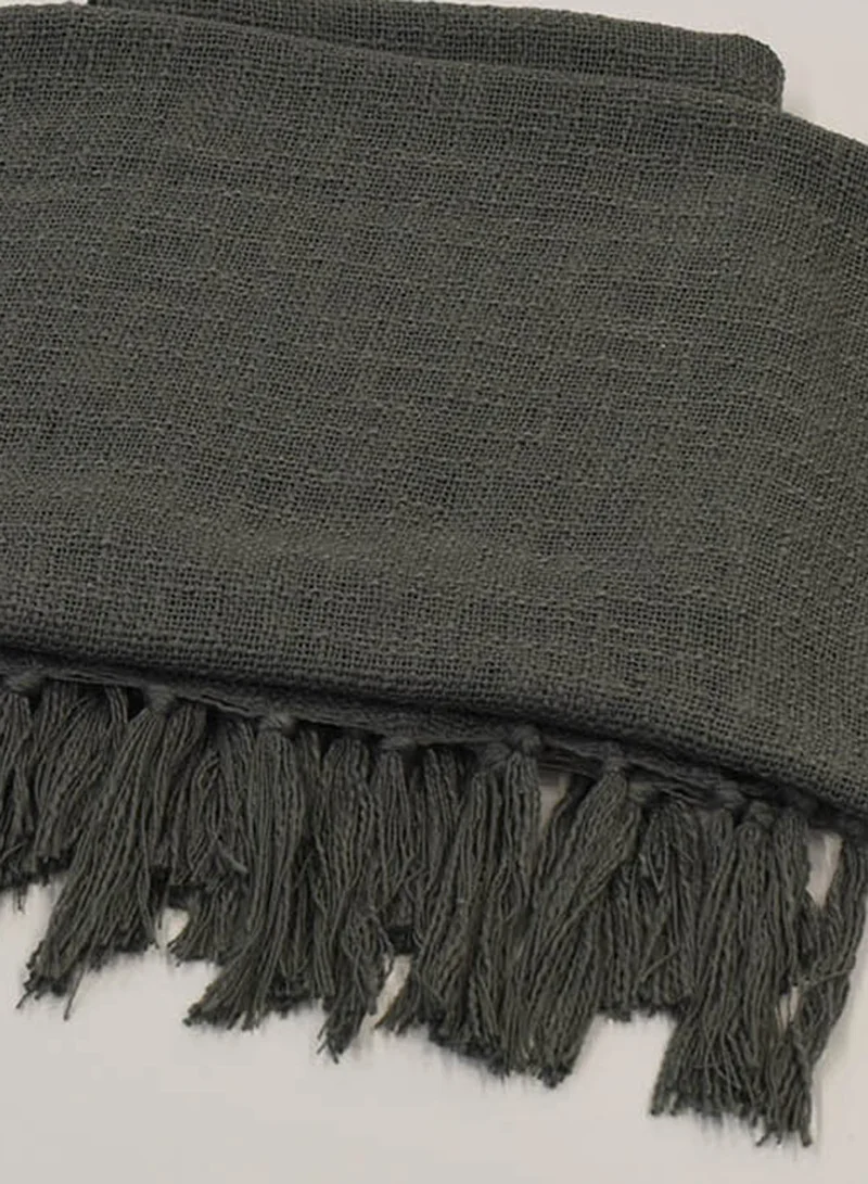 Noon East Lightweight Summer Blanket Queen Size 200 GSM Woven Texture All Season Blanket Bed And Sofa Throw Grey 150 x 200cm