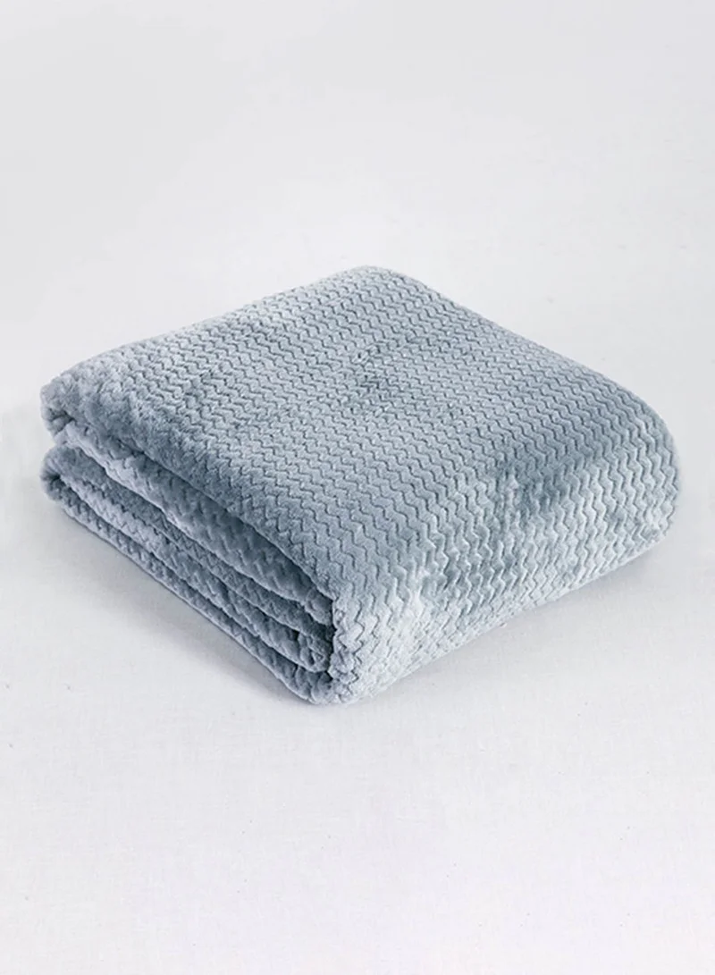 Noon East Lightweight Summer Blanket King Size 260 GSM Wave Pattern Jaquard Fleece Extra Soft All Season Blanket Bed And Sofa Throw 220 X 240 Cms Grey Grey 220 x 240cm