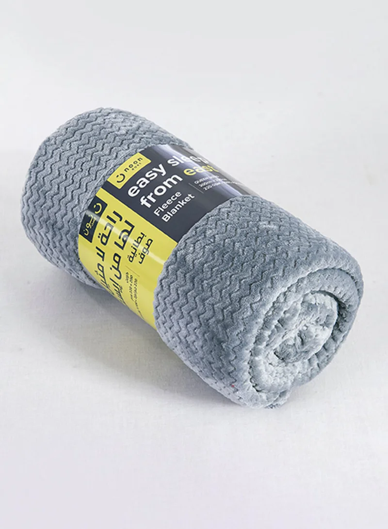 Noon East Lightweight Summer Blanket King Size 260 GSM Wave Pattern Jaquard Fleece Extra Soft All Season Blanket Bed And Sofa Throw 220 X 240 Cms Grey Grey 220 x 240cm