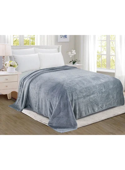 Noon East Lightweight Summer Blanket Queen Size 280 GSM Wave Pattern Jaquard Fleece Extra Soft All Season Blanket Bed And Sofa Throw Grey 200 x 220cm