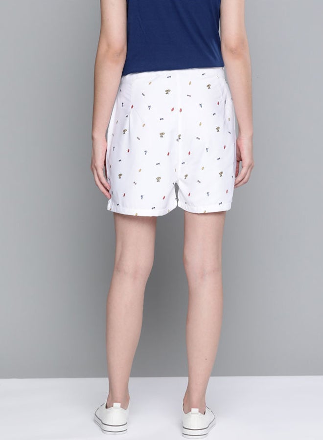 Mast & Harbour Printed Mid-Rise Casual Shorts White - Image 2
