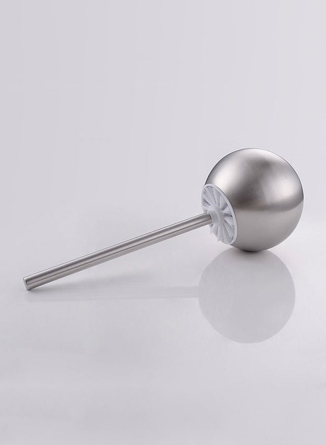 Amal Bathroom Accessories - Toilet Brush And Holder - Stainless Steel Round - Bath Kit (Round) Silver 11.5 x 14 x 35cm - Image 2
