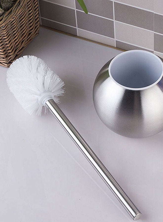 Amal Bathroom Accessories - Toilet Brush And Holder - Stainless Steel Round - Bath Kit (Round) Silver 11.5 x 14 x 35cm - Image 3