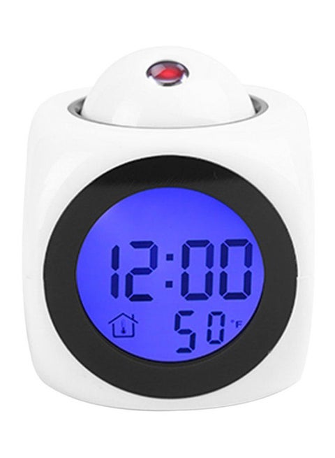 LCD Projection Digital Alarm Clock White