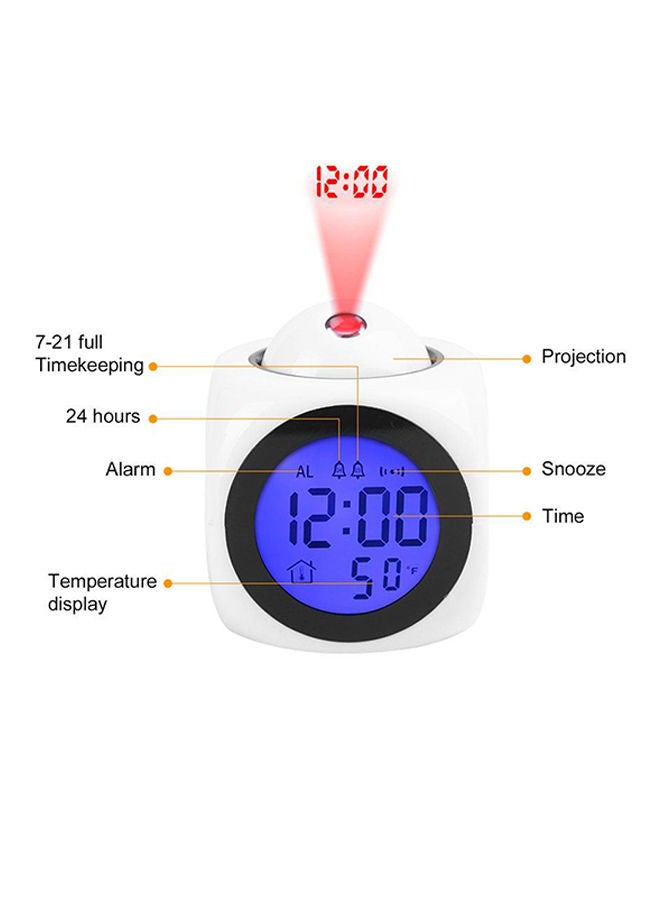 Generic - LCD Projection Digital Alarm Clock White - Image 1