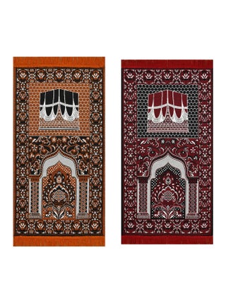 2-Piece Printed Foldable Prayer Mats Brown/Maroon 68 x 122cm - v1659105954/N31742396A_1