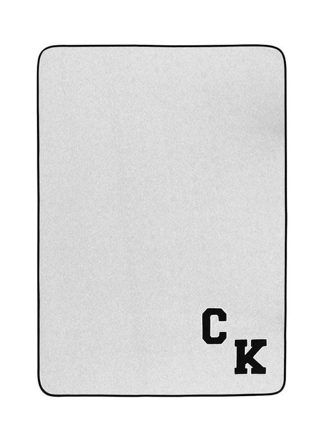 CALVIN KLEIN - Bed Throw - 140X185 Cm - Varsity Brand Heather Grey/Charcoal 55% Cotton 45% Poyester Premium Varsity Throw Combination Heather Grey/Charcoal Single - Image 1