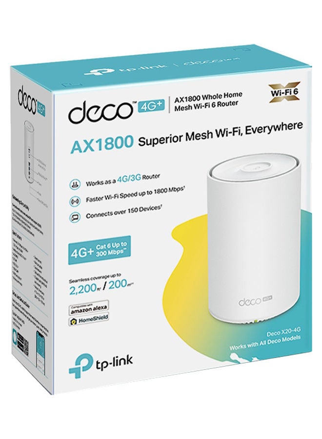 4G+ LTE Advanced Modem AX1800 Whole Home Mesh Wi-Fi 6 Router Build-In 300Mbps White