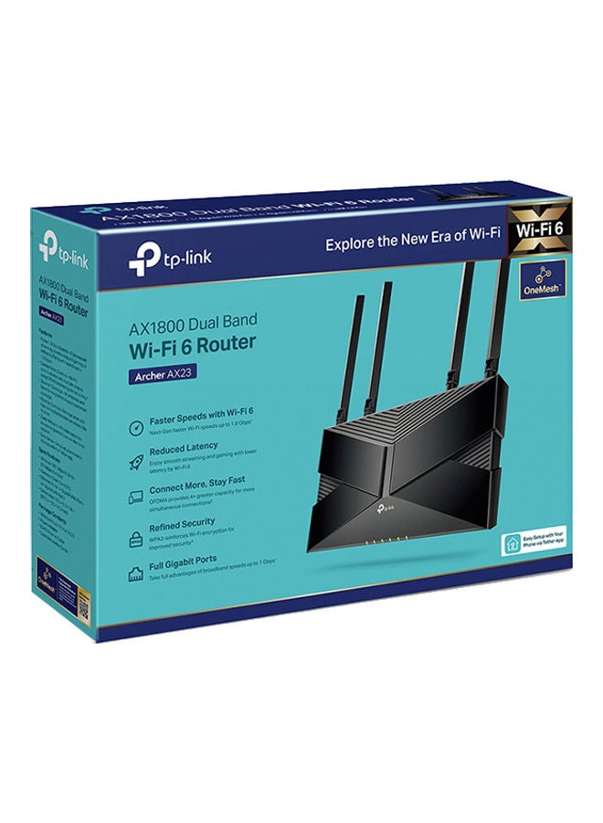TP-LINK - Archer AX23 Next-Gen Wi-Fi 6 AX1800 Mbps Gigabit Dual Band Wireless Router, OneMesh Supported, Dual-Core CPU, HomeShield, Ideal for Gaming Xbox/PS4/Steam, Plug and Play Black - Image 1