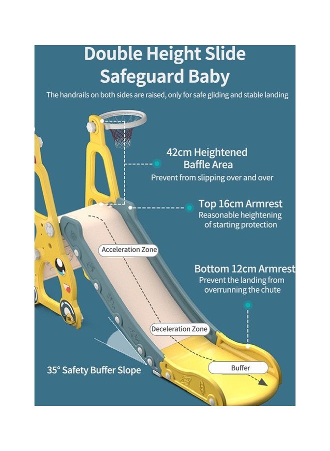 كيدل زحلوقة 2 في 1 للملعب مع حلقة لكرة السلة 90x152x142سم - Image 5