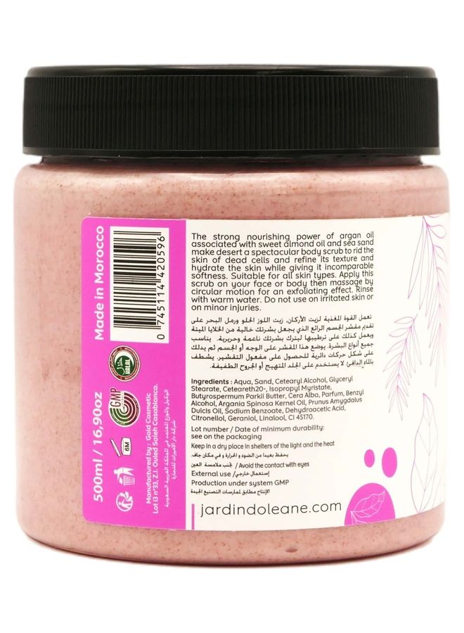JARDIN D OLEANE Face And Body Scrub With Sweet Almond Oil and Rose - Pink 500grams  - Image 2