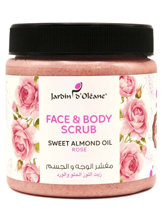 JARDIN D OLEANE Face And Body Scrub With Sweet Almond Oil and Rose - Pink 500grams  - Image 1