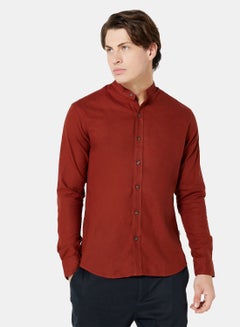 Sivvi x D'Atelier Mandarin Collar Shirt Brown  - Image 1