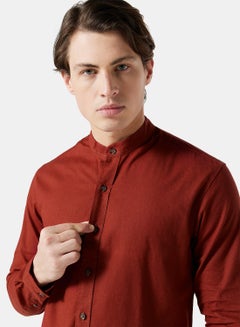Sivvi x D'Atelier Mandarin Collar Shirt Brown  - Image 3
