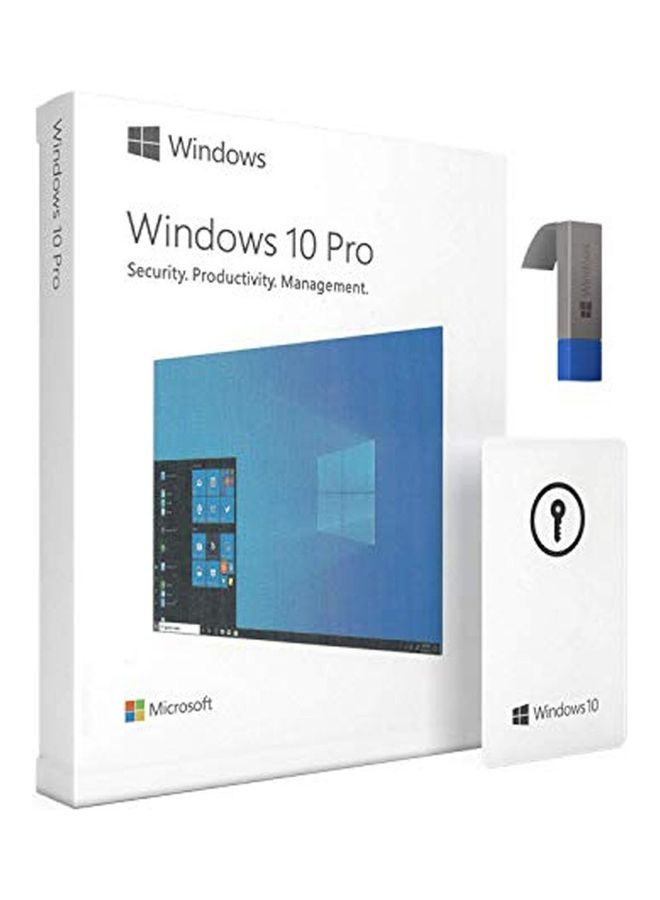 Microsoft - Windows 10 PRO USB BOX 32/64BIT With Lifetime Licence Activation Product  Key Card 1PC White - Image 1