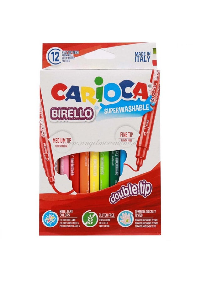 كاريوكا طقم أقلام تلوين بيريلو قابلة للغسل بطرف مزدوج مكون من 12 قطعة أخضر / أحمر / أصفر