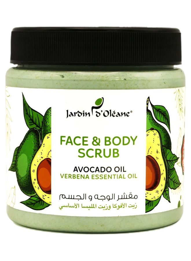 Face & Body Scrub With Avocado Oil And Verbena Essential Oil Green 500grams - v1659348098/N53338354A_1